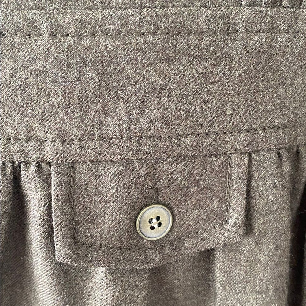 J.Crew Pin Tucked Dropped Waist Long Sleeve Wool Dress in Olive Sz 8 Military - Picture 10 of 12